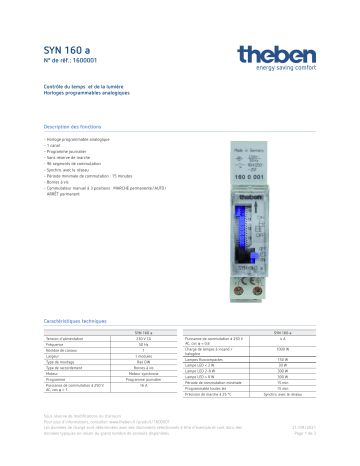 THEBEN SYN 160 a Fiche technique | Fixfr