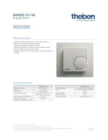 THEBEN RAMSES 741 RA Fiche technique | Fixfr