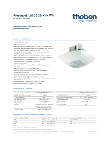 THEBEN PresenceLight 360B-KNX WH Fiche technique | Fixfr