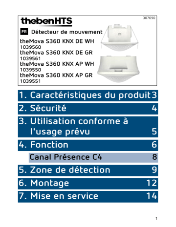 theMova S360 KNX DE GR | theMova S360 KNX DE WH | theMova S360 KNX AP GR | THEBEN theMova S360 KNX AP WH Mode d'emploi | Fixfr