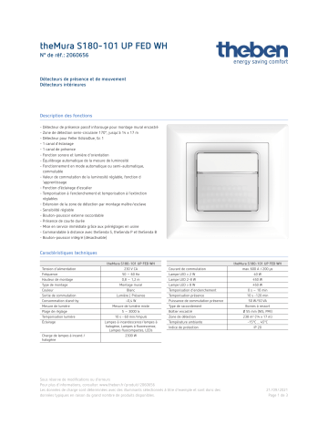 THEBEN theMura S180-101 UP FED WH Fiche technique | Fixfr