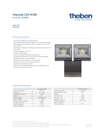 THEBEN theLeda S20 M BK Fiche technique | Fixfr