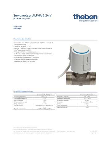 THEBEN Actuator ALPHA 5 24 V Fiche technique | Fixfr