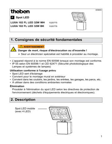 THEBEN LUXA 102 FL LED 32W Mode d'emploi | Fixfr