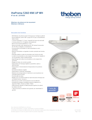 THEBEN thePrema S360 KNX UP WH Fiche technique | Fixfr