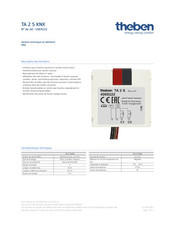 THEBEN TA 2 S KNX Fiche technique | Fixfr