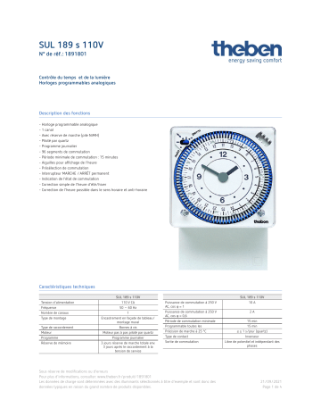 THEBEN SUL 189 s 110V Fiche technique | Fixfr