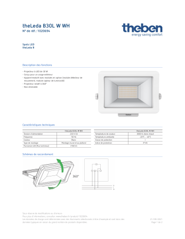 THEBEN theLeda B30L W WH Fiche technique | Fixfr