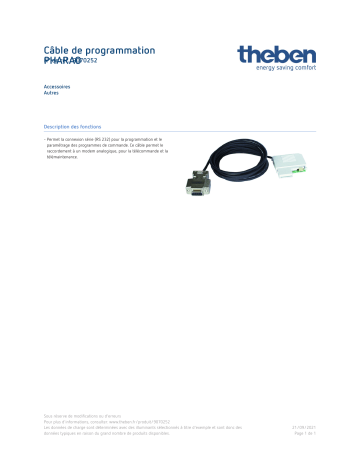 THEBEN Programming cable PHARAO Fiche technique | Fixfr