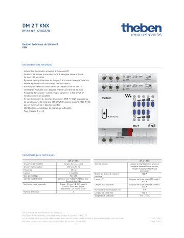 THEBEN DM 2 T KNX Fiche technique | Fixfr