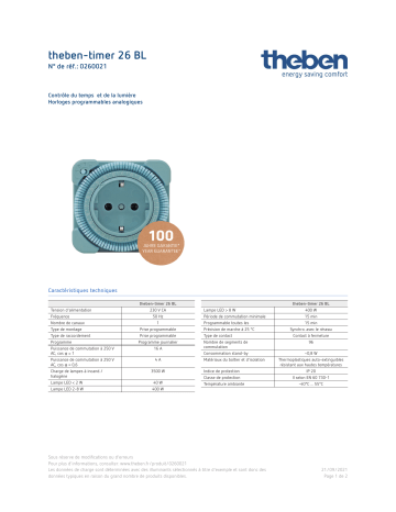 THEBEN timer 26 BL Fiche technique | Fixfr