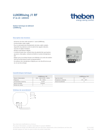 THEBEN LUXORliving J1 RF Fiche technique | Fixfr