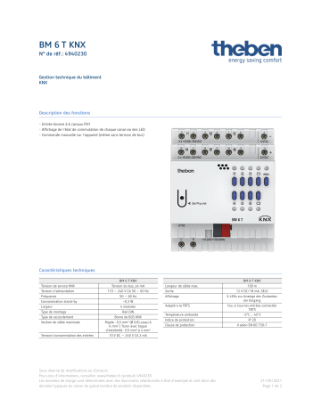 THEBEN BM 6 T KNX Fiche technique | Fixfr