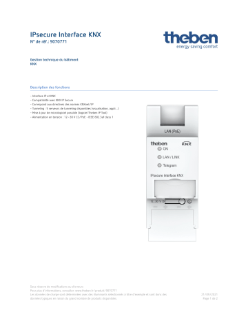 THEBEN IPsecure Interface KNX Fiche technique | Fixfr