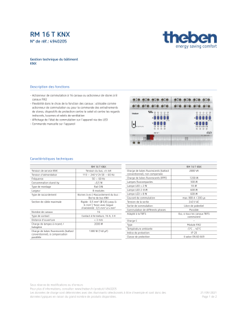 THEBEN RM 16 T KNX Fiche technique | Fixfr