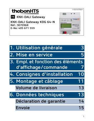 THEBEN KNX-DALI Gateway KDG 64-N Mode d'emploi | Fixfr