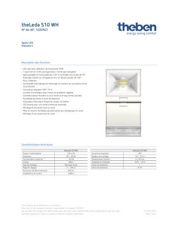 THEBEN theLeda S10 WH Fiche technique | Fixfr