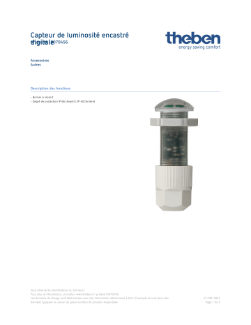 THEBEN Digital flush-mounted light sensor Fiche technique | Fixfr