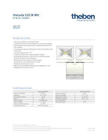 THEBEN theLeda S20 W WH Fiche technique | Fixfr