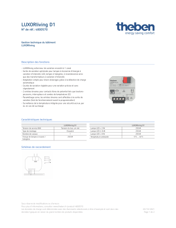 THEBEN LUXORliving D1 Fiche technique | Fixfr