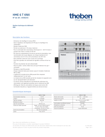 THEBEN HME 6 T KNX Fiche technique | Fixfr