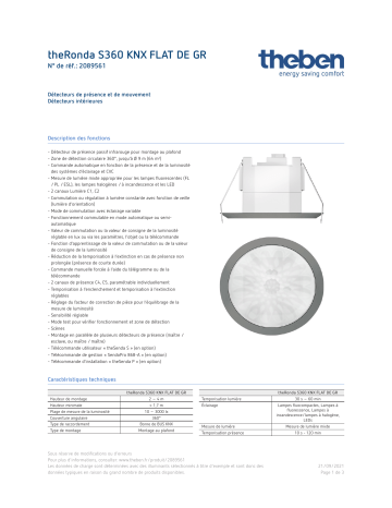 THEBEN theRonda S360 KNX FLAT DE GR Fiche technique | Fixfr