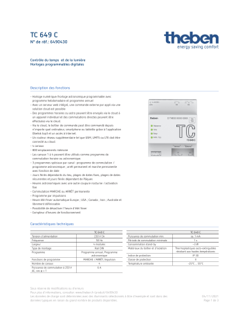 THEBEN TC 649 C Fiche technique | Fixfr