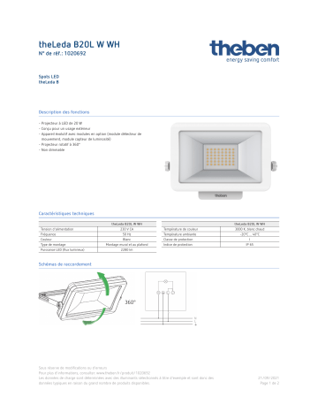 THEBEN theLeda B20L W WH Fiche technique | Fixfr