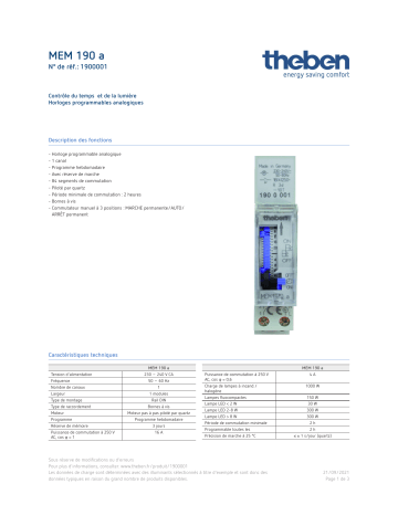 THEBEN MEM 190 a Fiche technique | Fixfr