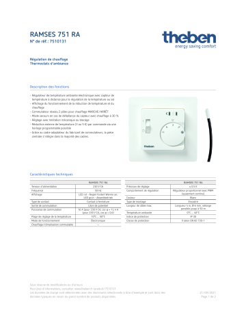 THEBEN RAMSES 751 RA Fiche technique | Fixfr