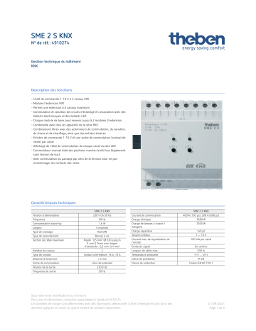 THEBEN SME 2 S KNX Fiche technique | Fixfr