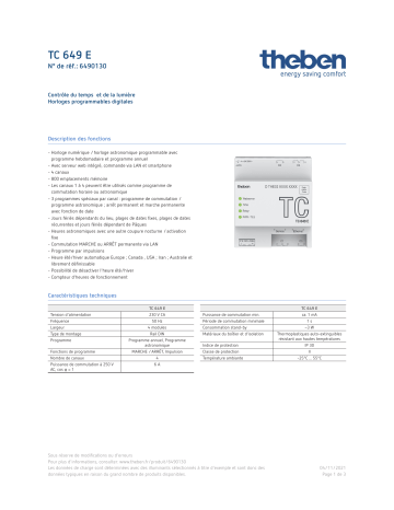 THEBEN TC 649 E Fiche technique | Fixfr