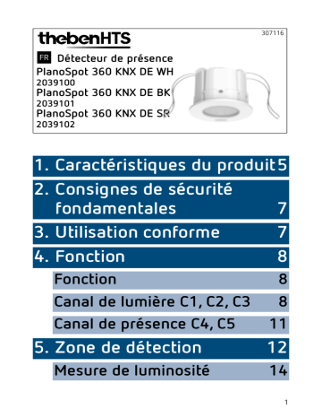 PlanoSpot 360 KNX DE WH | PlanoSpot 360 KNX DE BK | THEBEN PlanoSpot 360 KNX DE SR Mode d'emploi | Fixfr