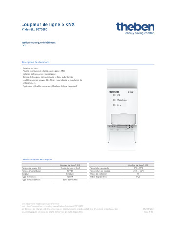 THEBEN Line coupler S KNX Fiche technique | Fixfr