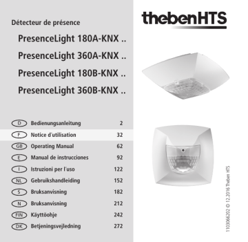 PresenceLight 360B-KNX SR | PresenceLight 180B-KNX BK | PresenceLight 360A-KNX WH | PresenceLight 180A-KNX BK | PresenceLight 360A-KNX BK | PresenceLight 360A-KNX SR | PresenceLight 360B-KNX WH | PresenceLight 180A-KNX WH | THEBEN PresenceLight 180B-KNX SR Mode d'emploi | Fixfr