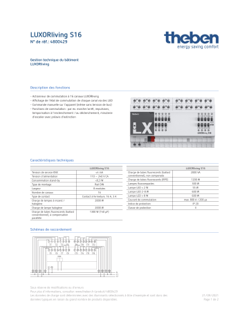 THEBEN LUXORliving S16 Fiche technique | Fixfr