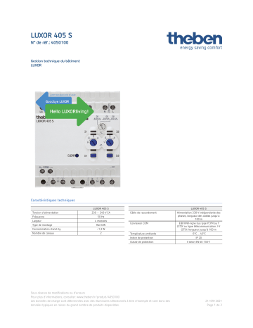 THEBEN LUXOR 405 S Fiche technique | Fixfr