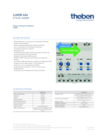 THEBEN LUXOR 404 Fiche technique | Fixfr