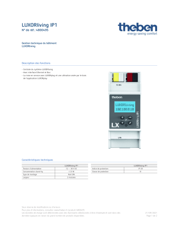 THEBEN LUXORliving IP1 Fiche technique | Fixfr