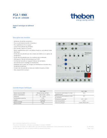 THEBEN FCA 1 KNX Fiche technique | Fixfr