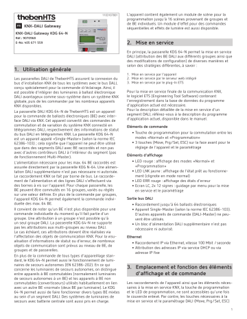 THEBEN KNX-DALI Gateway KDG 64-N Mode d'emploi | Fixfr