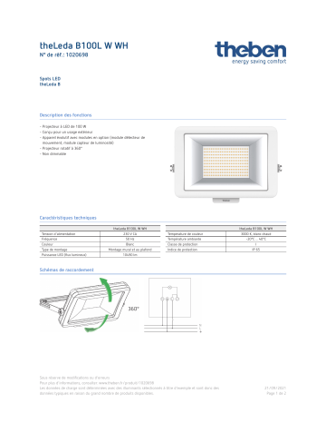 THEBEN theLeda B100L W WH Fiche technique | Fixfr