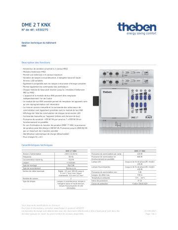 THEBEN DME 2 T KNX Fiche technique | Fixfr