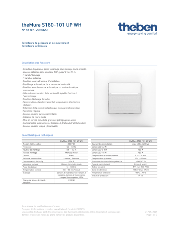 THEBEN theMura S180-101 UP WH Fiche technique | Fixfr