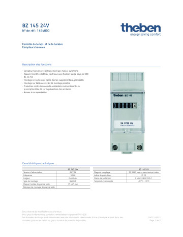 THEBEN BZ 145 24V Fiche technique | Fixfr