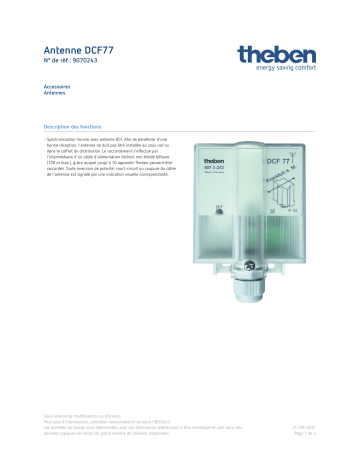 THEBEN Antenna DCF77 Fiche technique | Fixfr