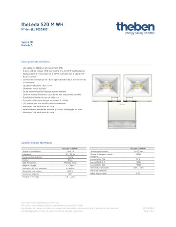 THEBEN theLeda S20 M WH Fiche technique | Fixfr