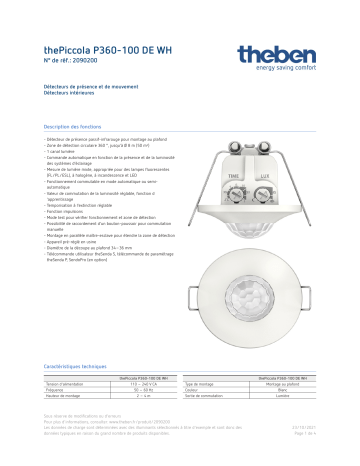 THEBEN thePiccola P360-100 DE WH Fiche technique | Fixfr