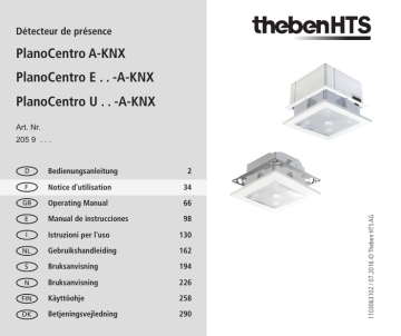 PlanoCentro EWH-A KNX | PlanoCentro UBK-A KNX | PlanoCentro USR-A KNX | PlanoCentro ESR-A KNX | PlanoCentro EBK-A KNX | THEBEN PlanoCentro UWH-A KNX Mode d'emploi | Fixfr