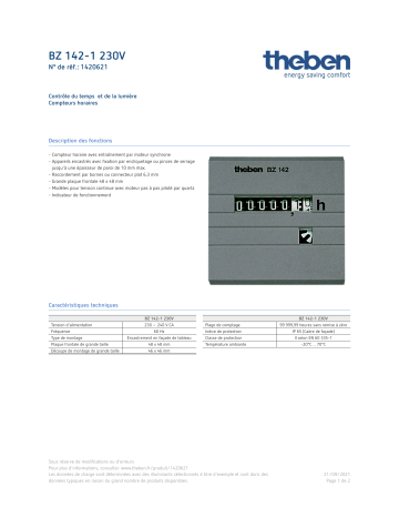 THEBEN BZ 142-1 230V Fiche technique | Fixfr